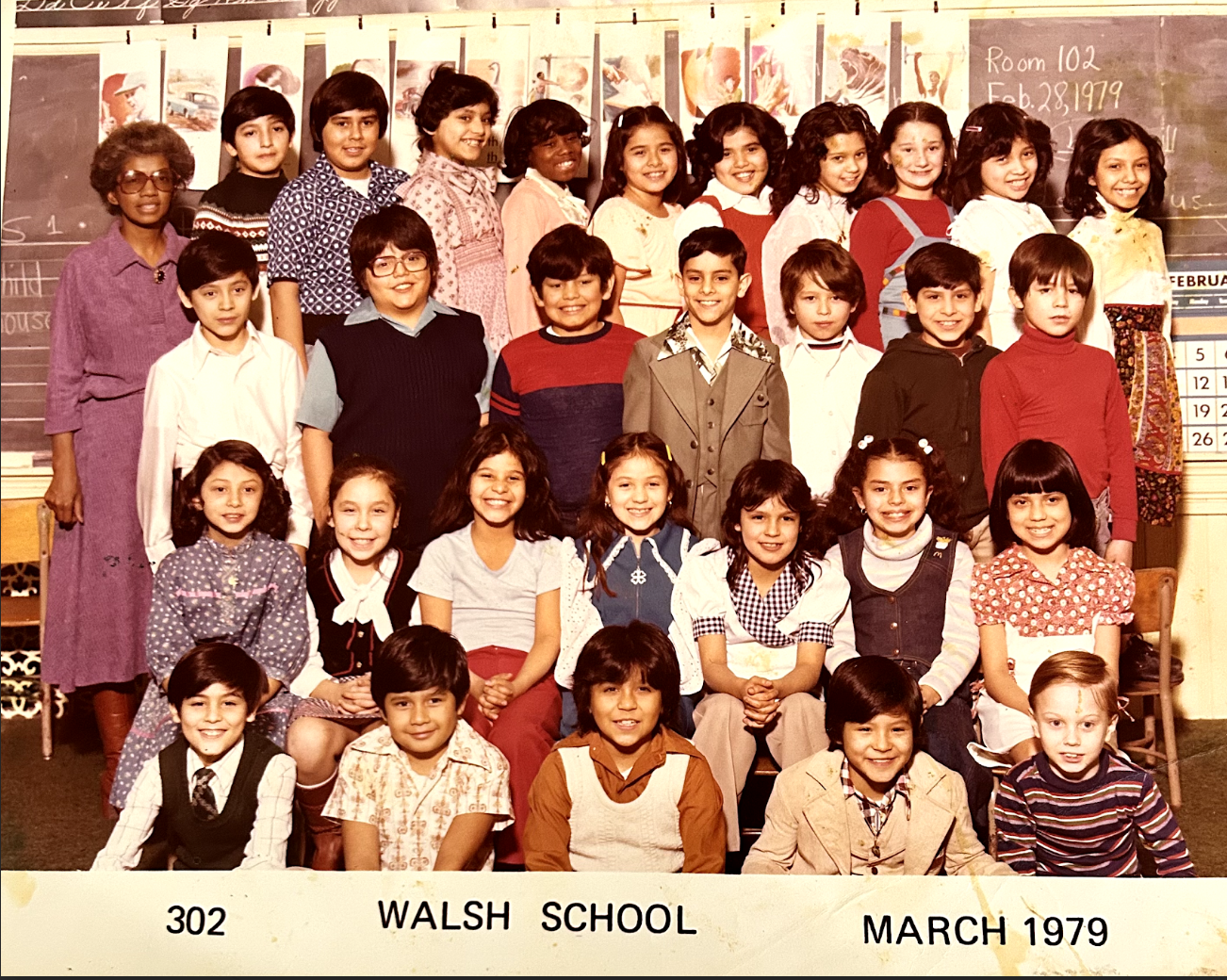 Classroom photo of Pedro Martinez from 1979, Walsh School class 302