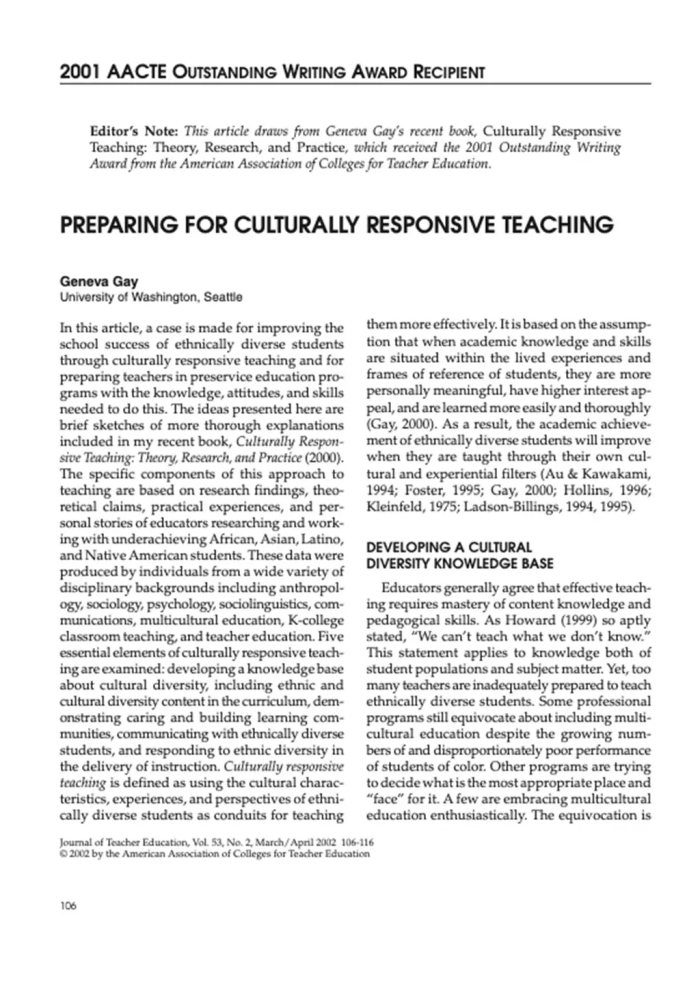 Preparing for Culturally Responsive Teaching - Banner