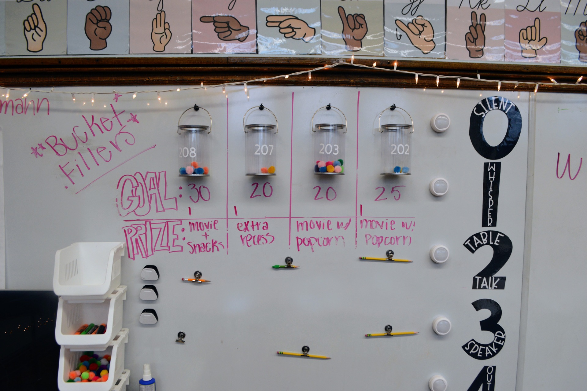 A board with buckets on it