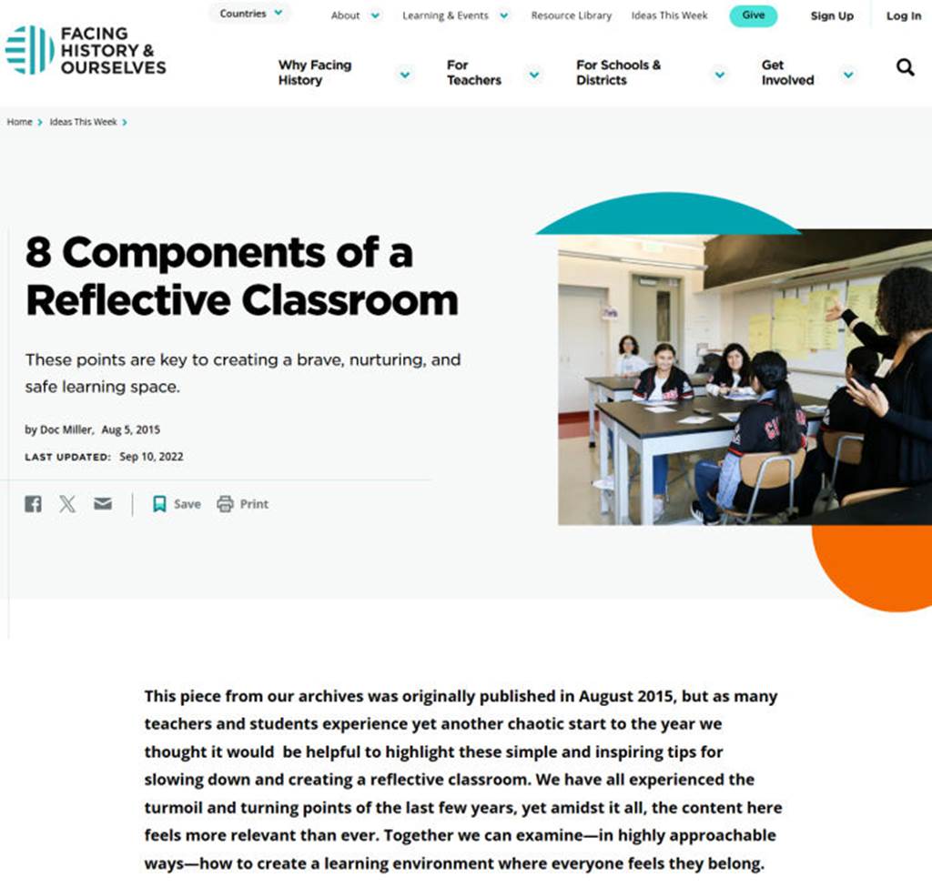 Reflective Classroom Environments screenshot
