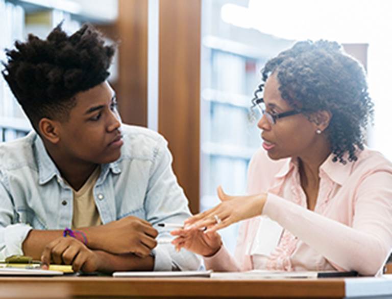 Student getting help with homework