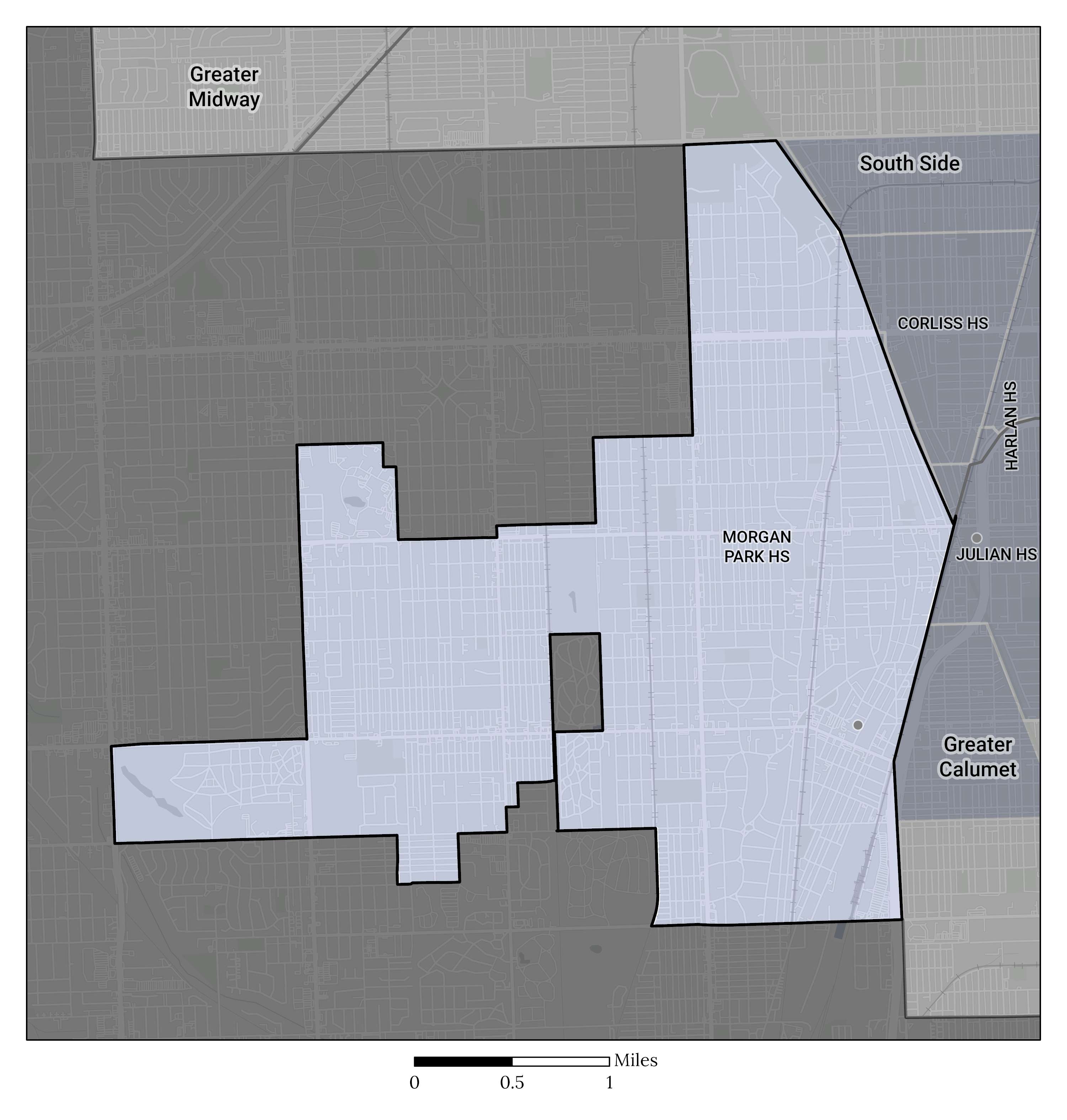 Attendance Area Map for the Far Southwest Side