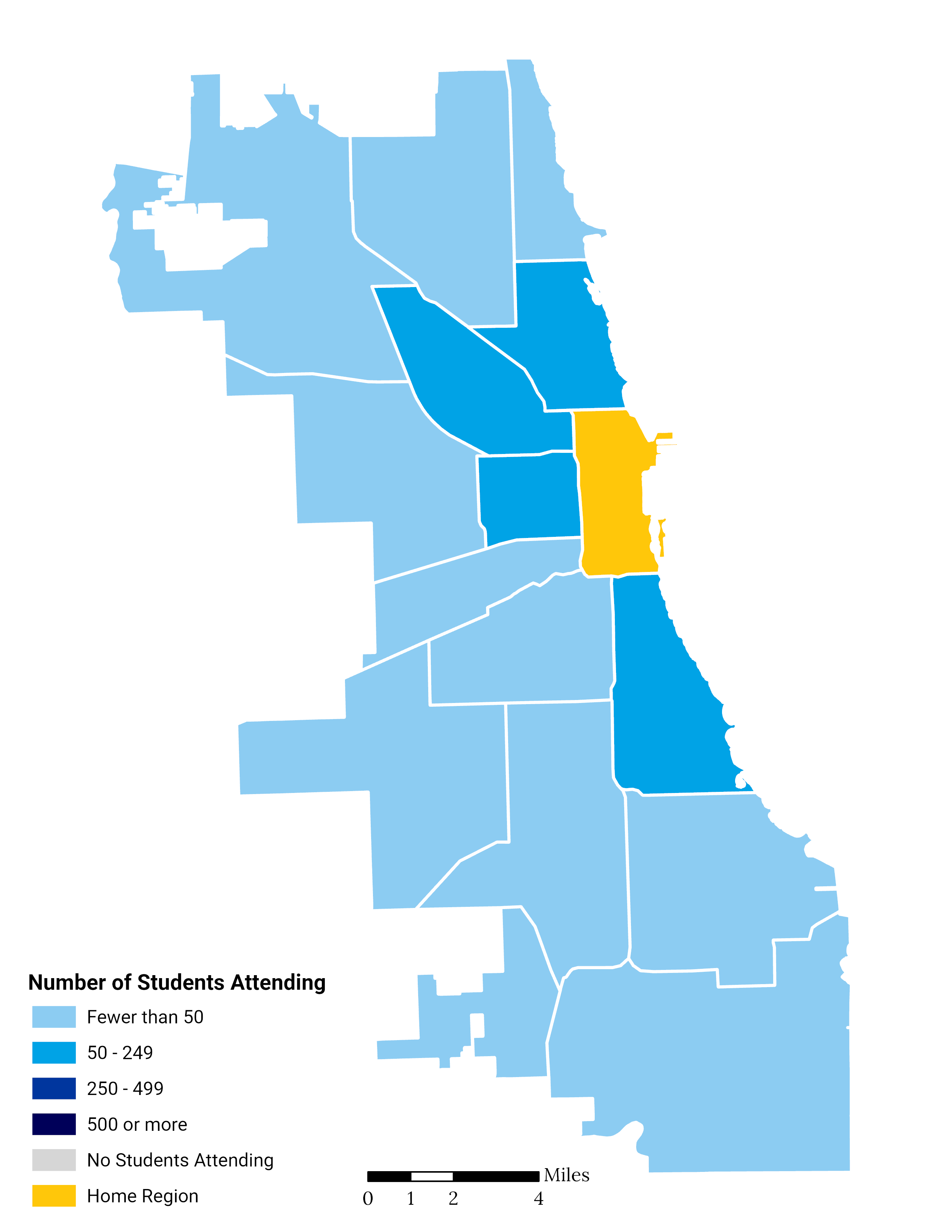 Central Area High School Choice Footprint Map