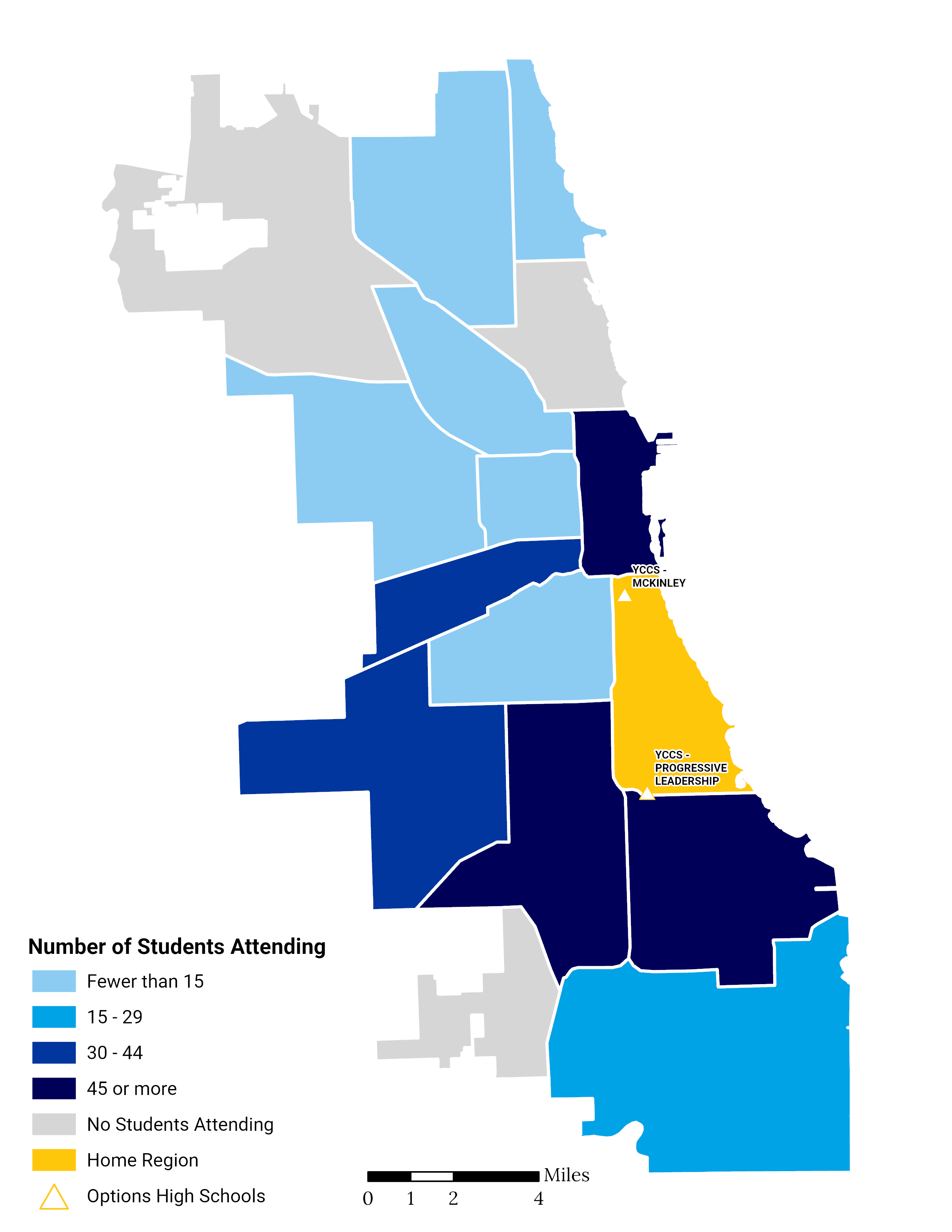 HS Choice Footprint map of Bronzeville South Lakefront