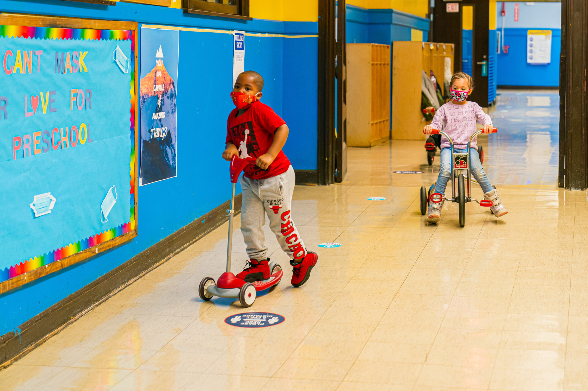 A student on a scooter