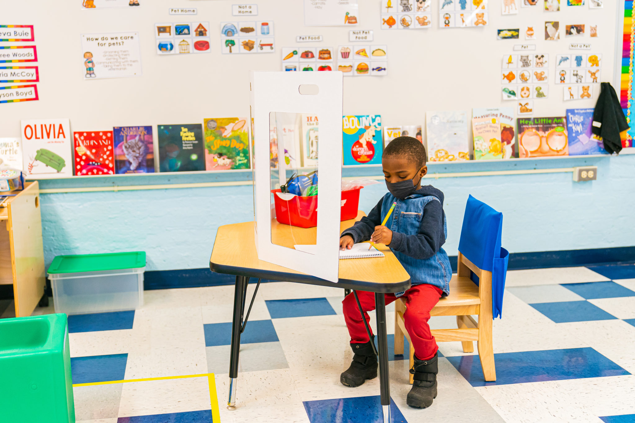 A student working at his desk