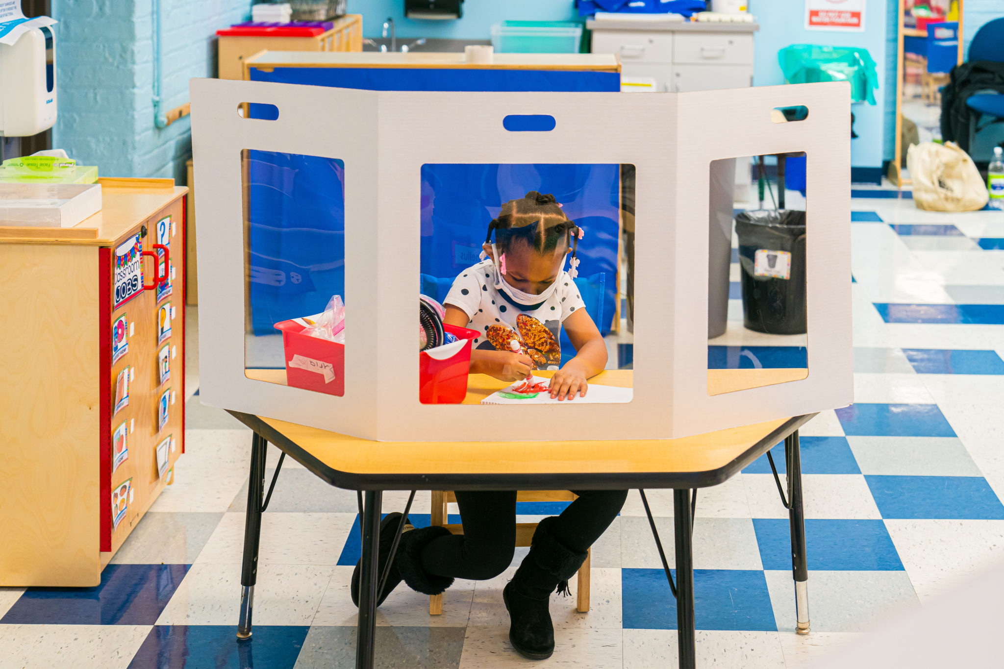 A student working at his desk