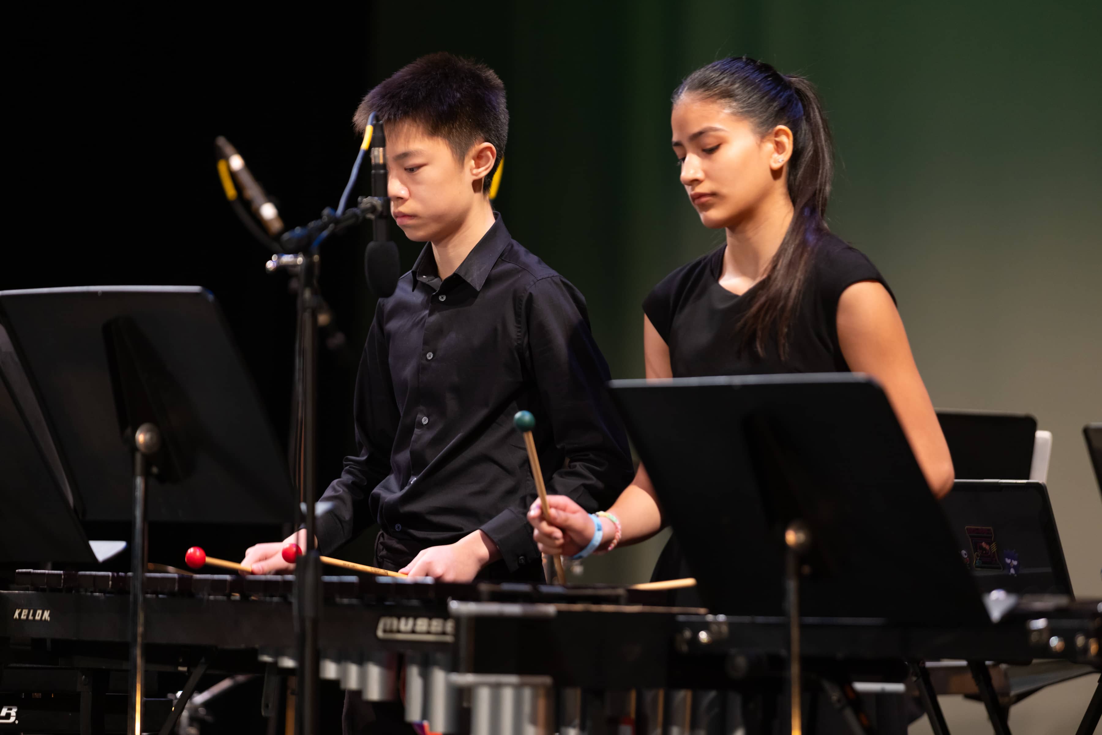 students in band