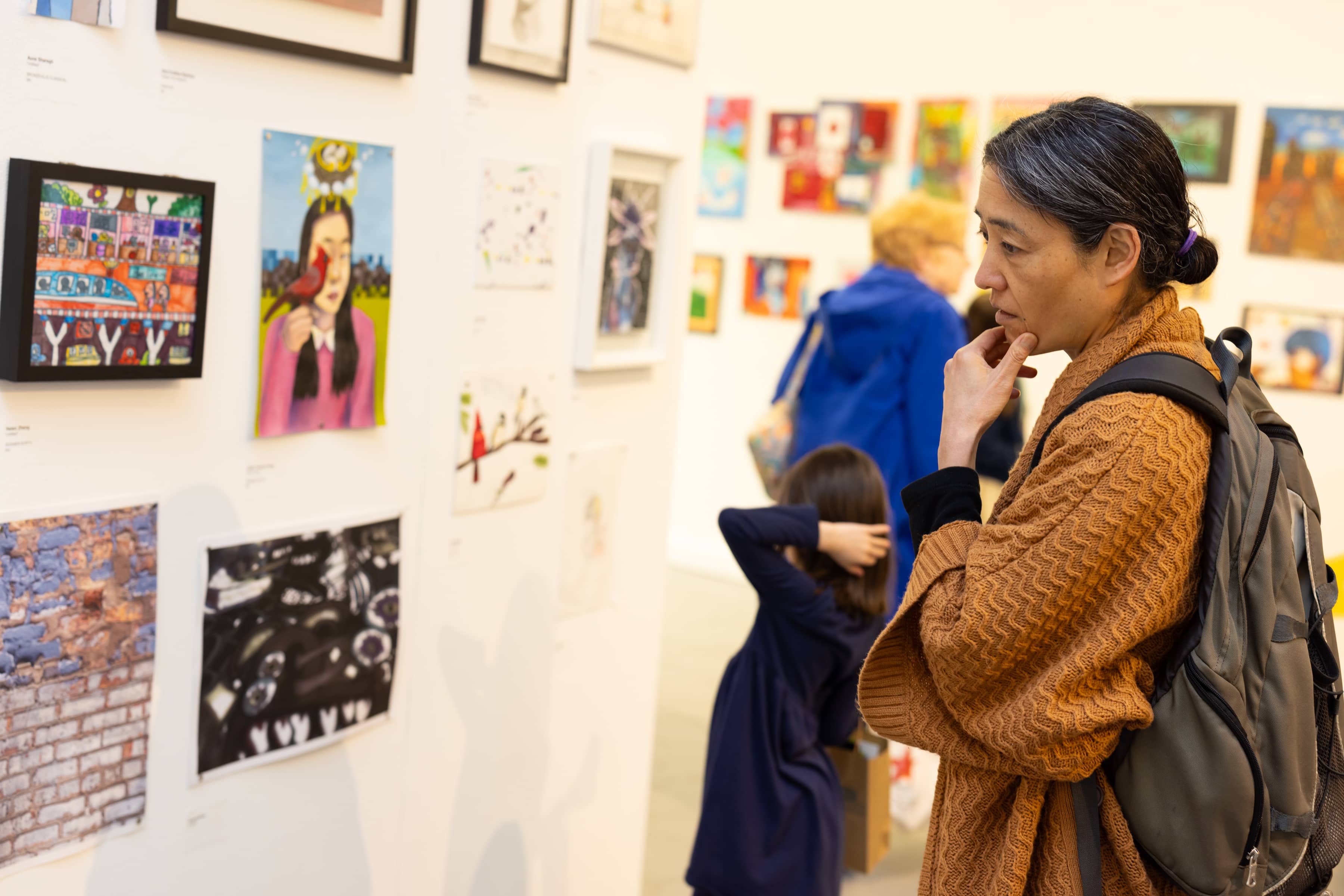 visitor viewing artwork