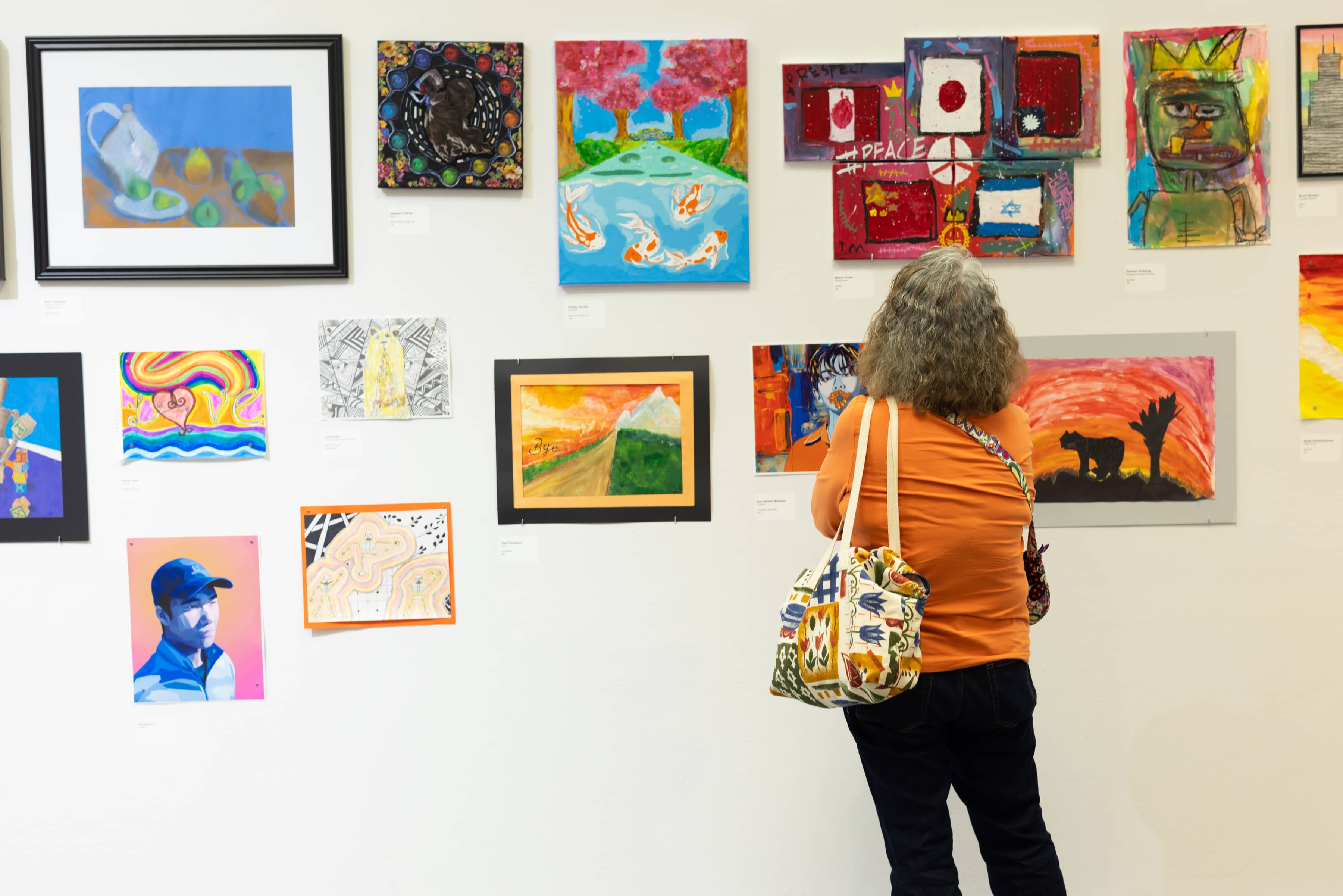 visitor viewing artwork